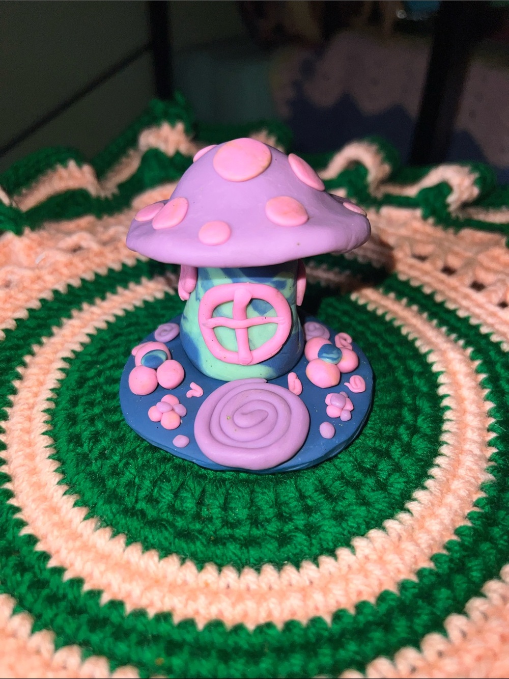 Handmade Purple and Pink Fairy Mushroom garden house